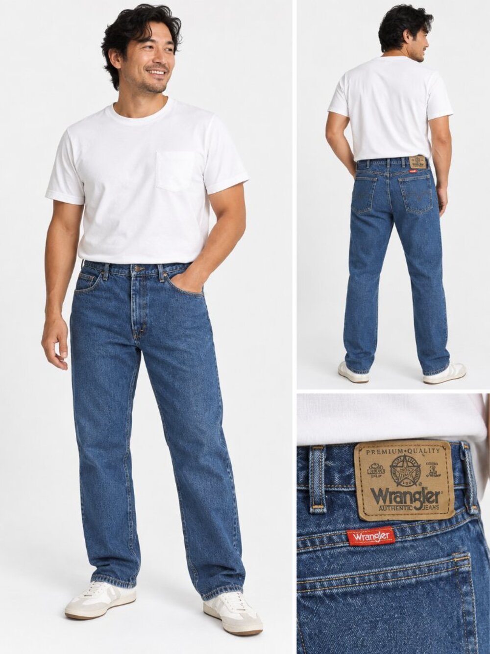 Vintage Wrangler Authentic Men's Jeans 36x32 Straight Leg Blue Denim